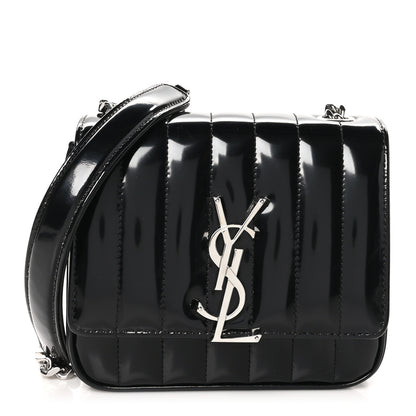 Saint Laurent Patent Calfskin Matelasse Monogram Small Vicky Chain Bag Black 1 of 10