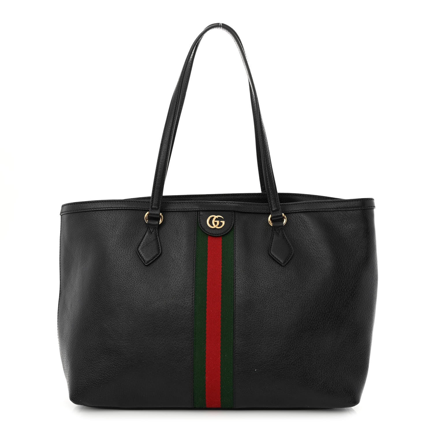 Gucci Textured Calfskin Web Medium Ophidia Shopping Tote Black 1 of 13