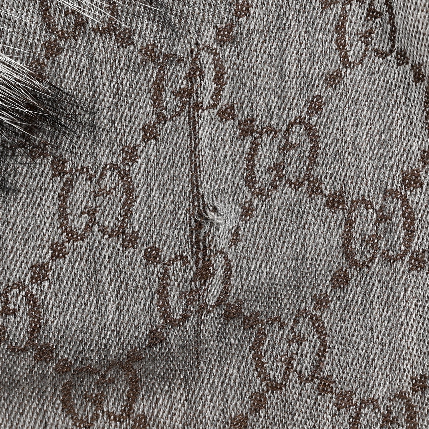 Gucci Wool Silk Fox Fur Monogram Shawl Scarf Brown 5 of 6