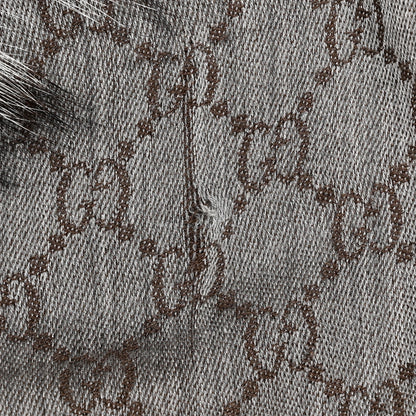 Gucci Wool Silk Fox Fur Monogram Shawl Scarf Brown 5 of 6