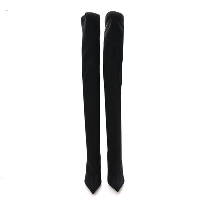 Balenciaga Spandex Pointed Toe Knife 110MM Thigh High Boots 38 Black 3 of 8