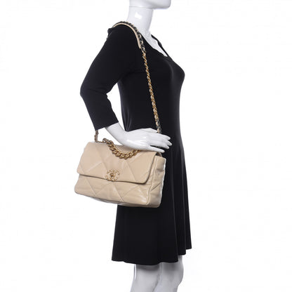 Chanel Lambskin Quilted Large Chanel 19 Flap Beige 2 of 11