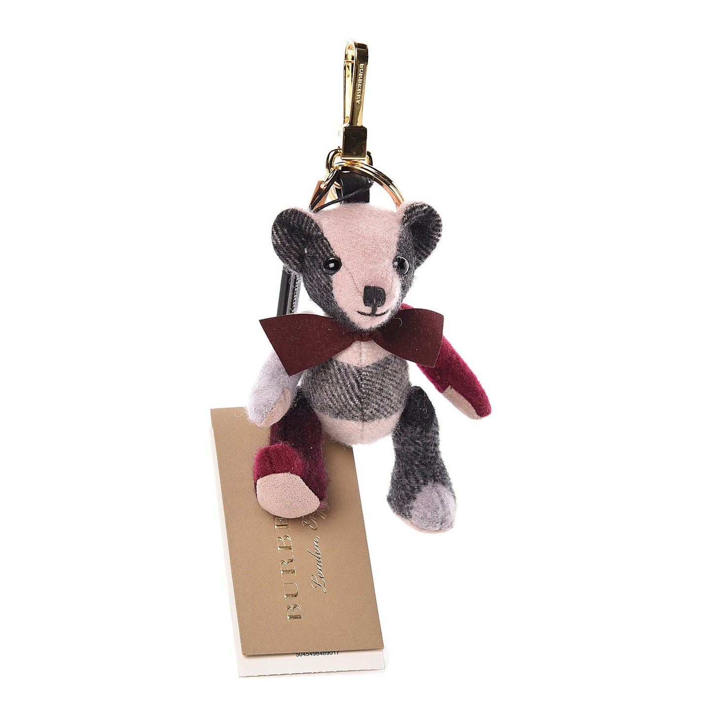 Cashmere House Check Thomas Bear Bag Charm Ash Rose