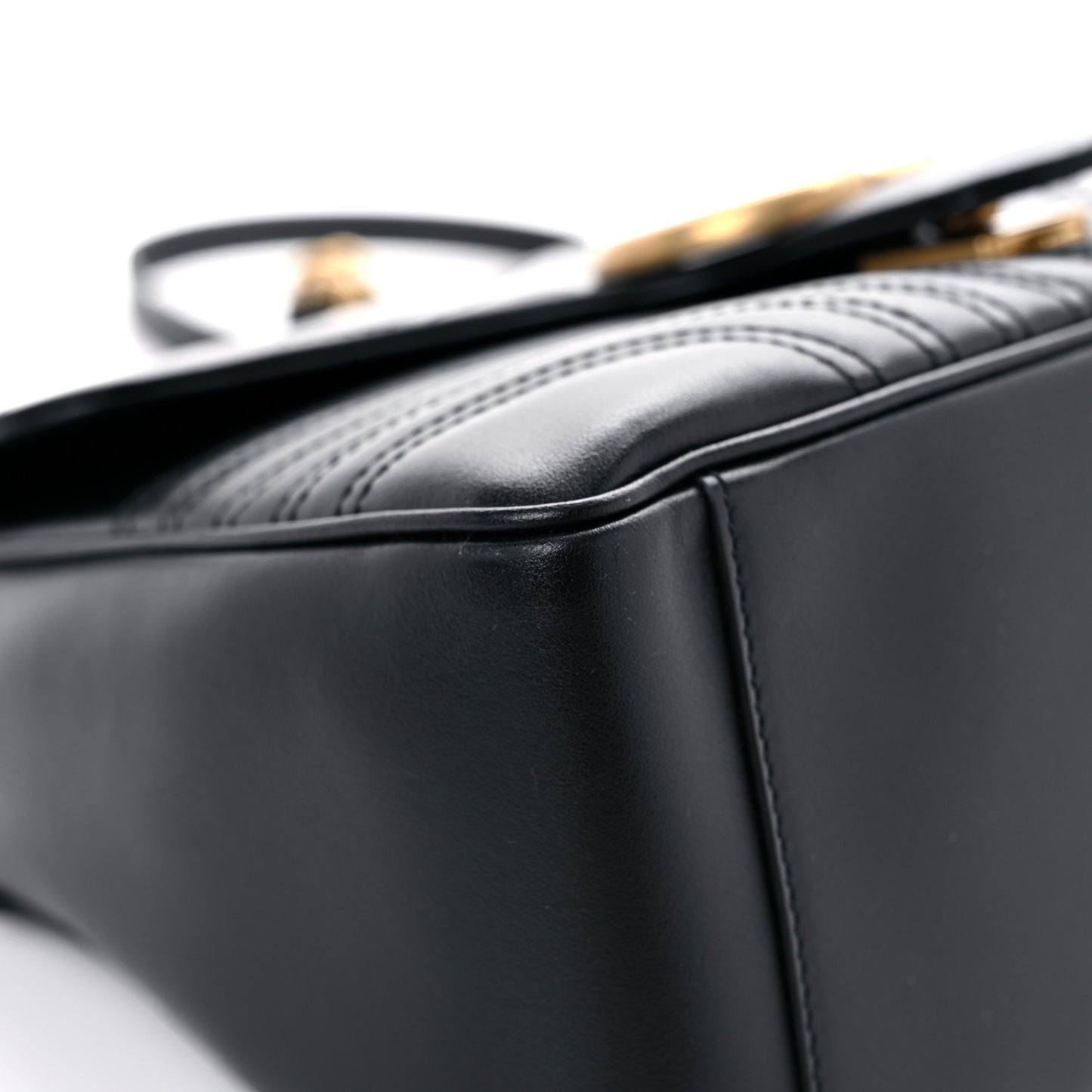 Calfskin Matelasse Small GG Marmont Top Handle Shoulder Bag Black