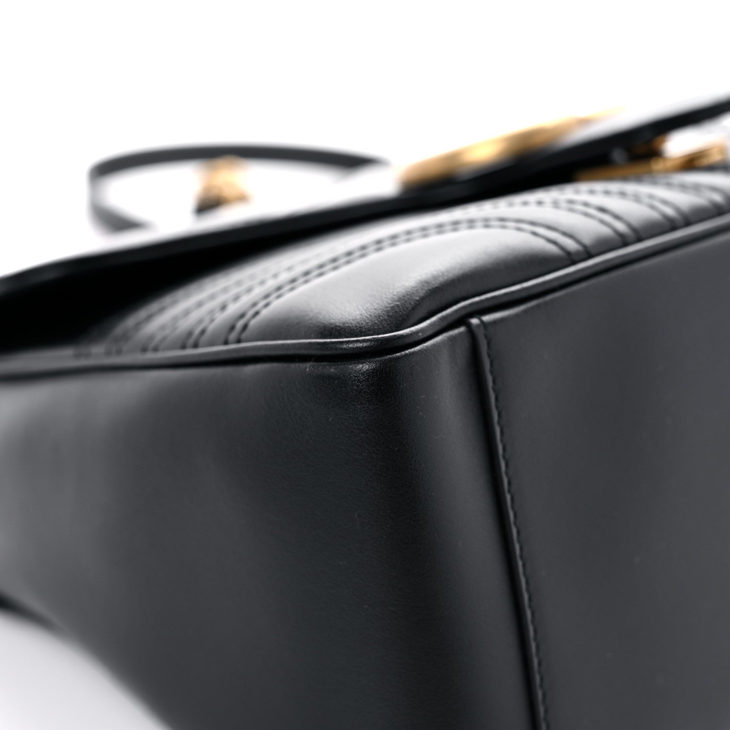 Gucci Calfskin Matelasse Small GG Marmont Top Handle Shoulder Bag Black 8 of 12