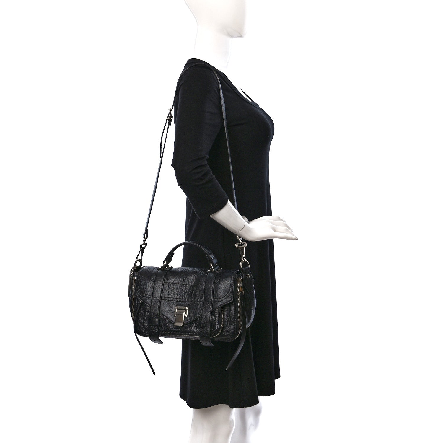 Proenza Schouler Crinkled Calfskin Tiny PS1 Satchel Black 2 of 11