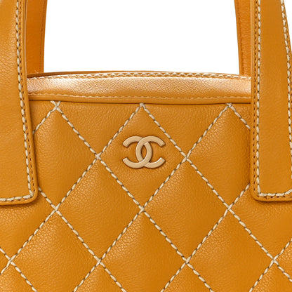 Chanel Calfskin Contrast Stitch Surpique Bowler Yellow 8 of 13