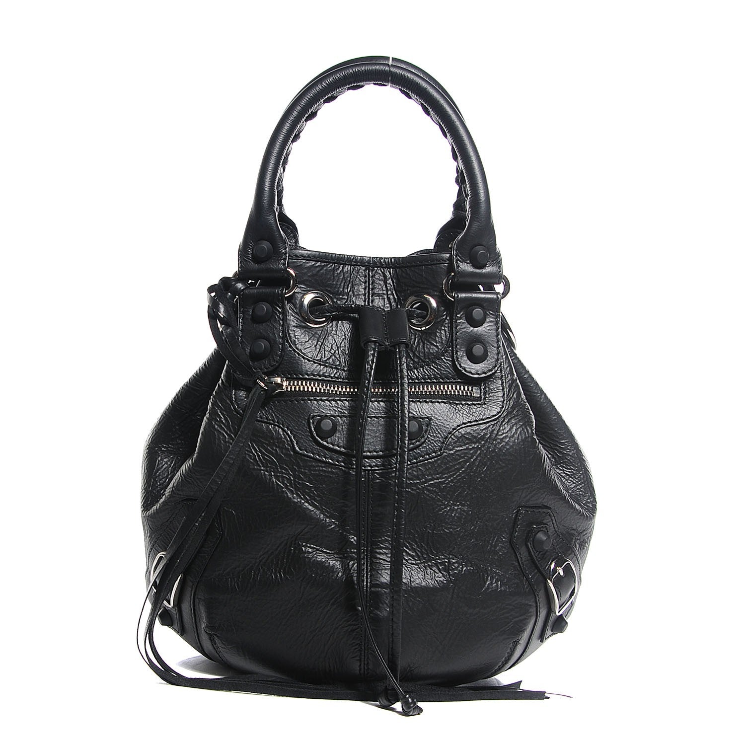 Balenciaga Matte Goatskin Rubber Covered Classic Hardware Mini Pompon Black 1 of 14