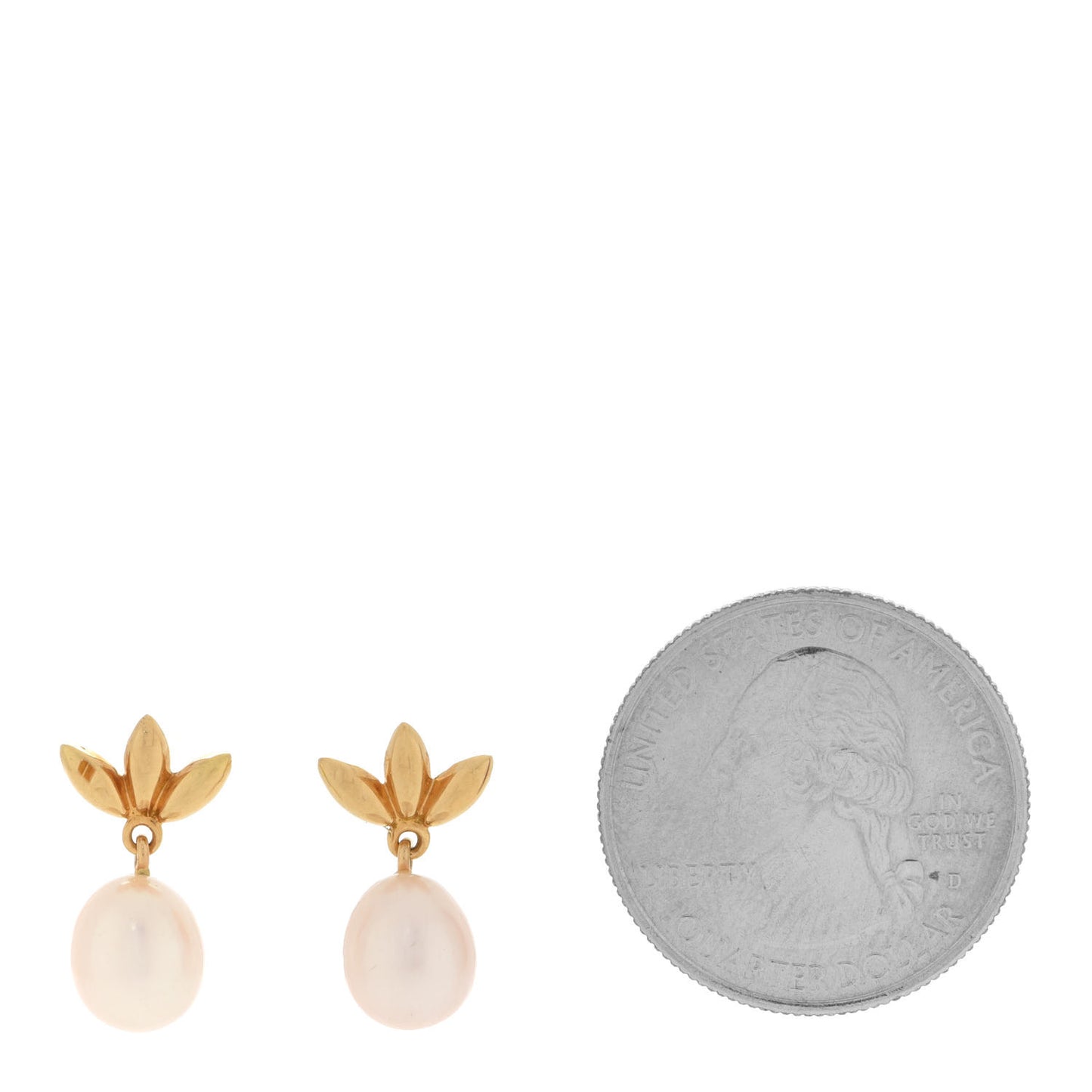 18K Yellow Gold Pearl Flower Earrings