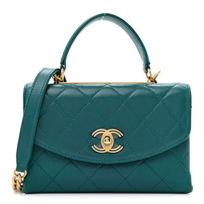 Chanel Lambskin Quilted Small Trendy Spirit Top Handle Bag Green 1 of 14