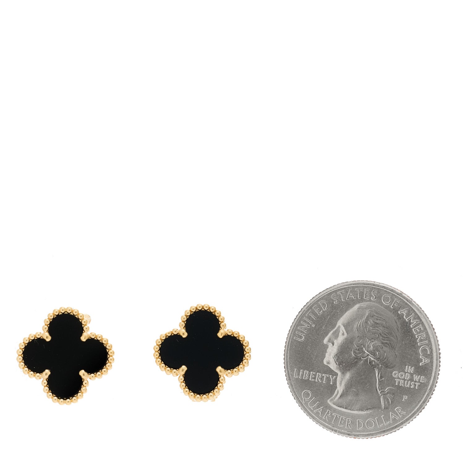 Van Cleef & Arpels 18K Yellow Gold Black Onyx Vintage Alhambra Earrings 2 of 5