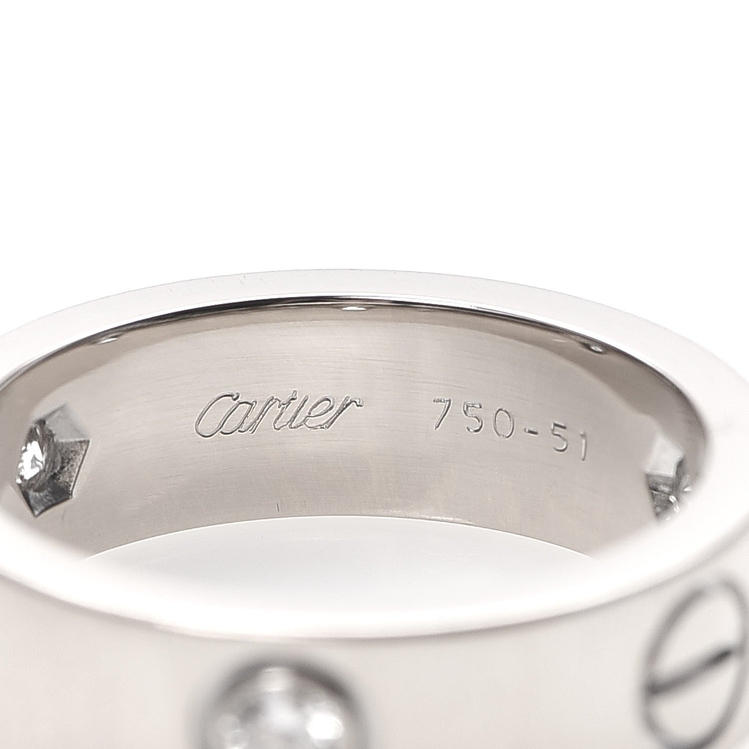Cartier 18K White Gold 3 Diamond 5.5mm LOVE Ring 51 5.75 4 of 7