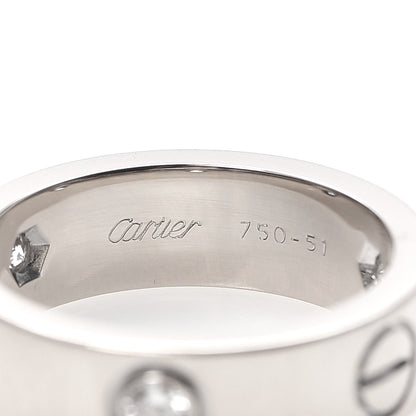 Cartier 18K White Gold 3 Diamond 5.5mm LOVE Ring 51 5.75 4 of 7