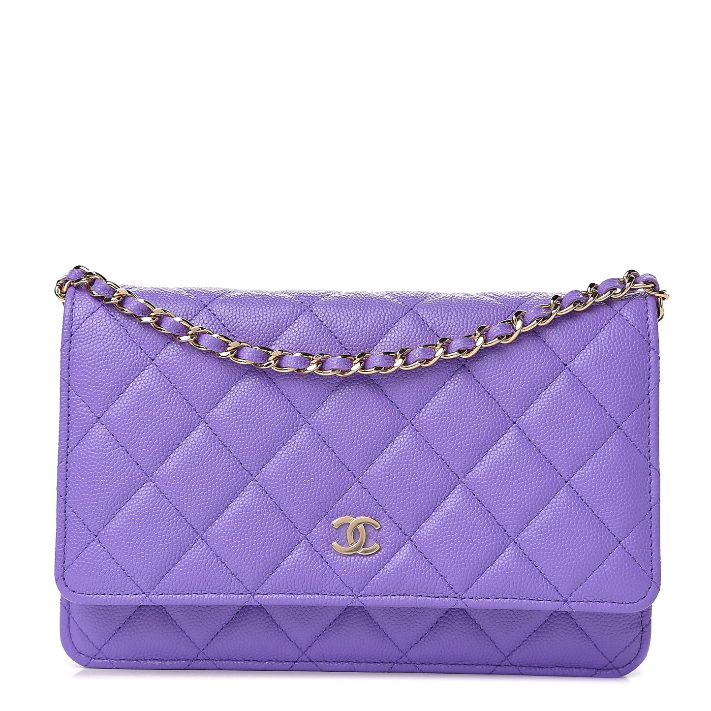 Caviar Quilted Wallet On Chain WOC Purple