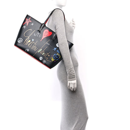 Christian Louboutin Calfskin Loubitag Spikes East West Cabata Tote Black 2 of 11