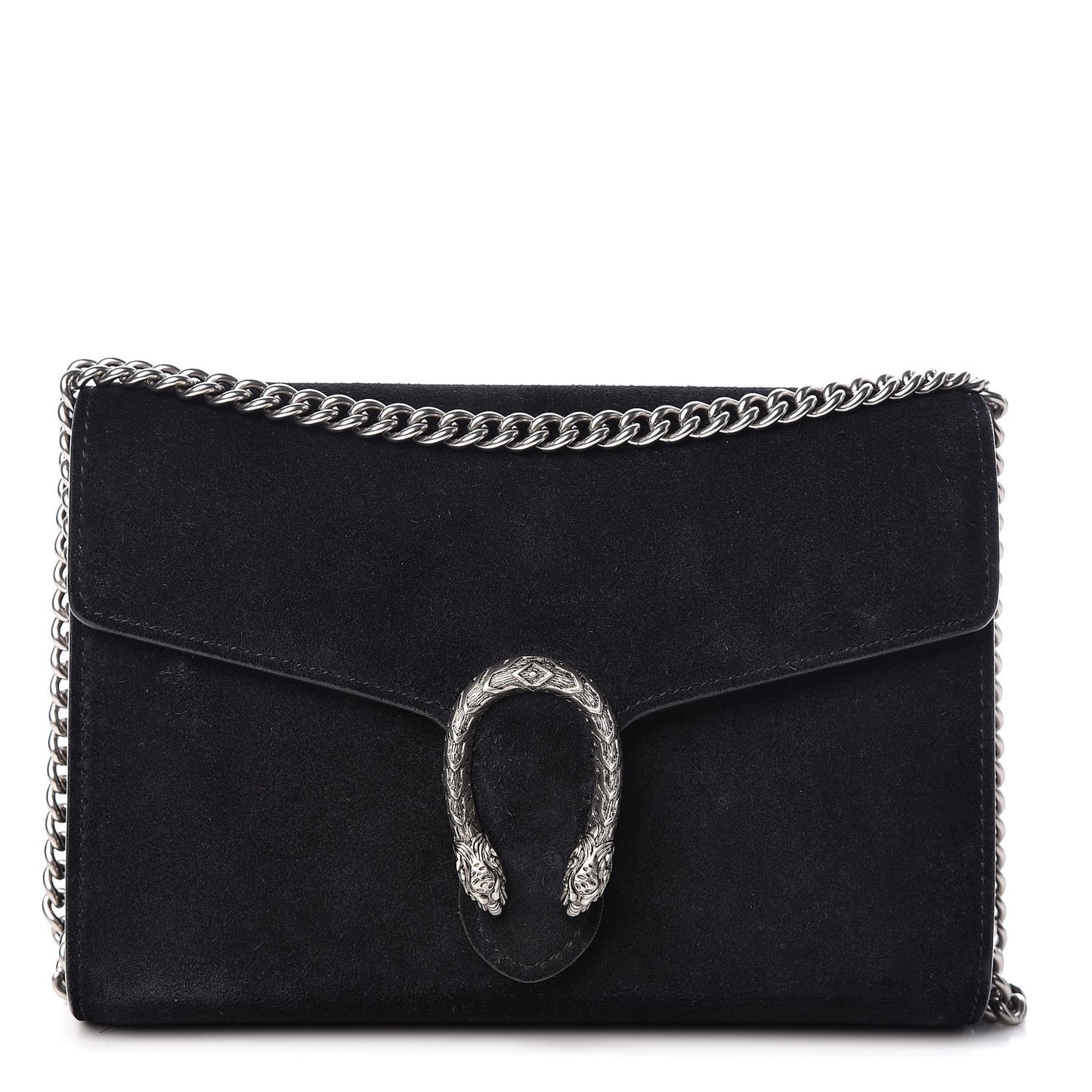 Suede Mini Dionysus Chain Wallet Black