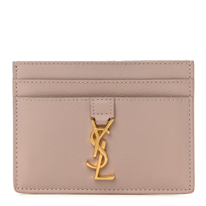 Saint Laurent Calfskin Monogram Credit Card Case Pale Pink 1 of 8