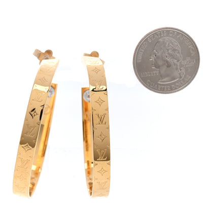 Louis Vuitton Nanogram Hoop Earrings Gold 2 of 7