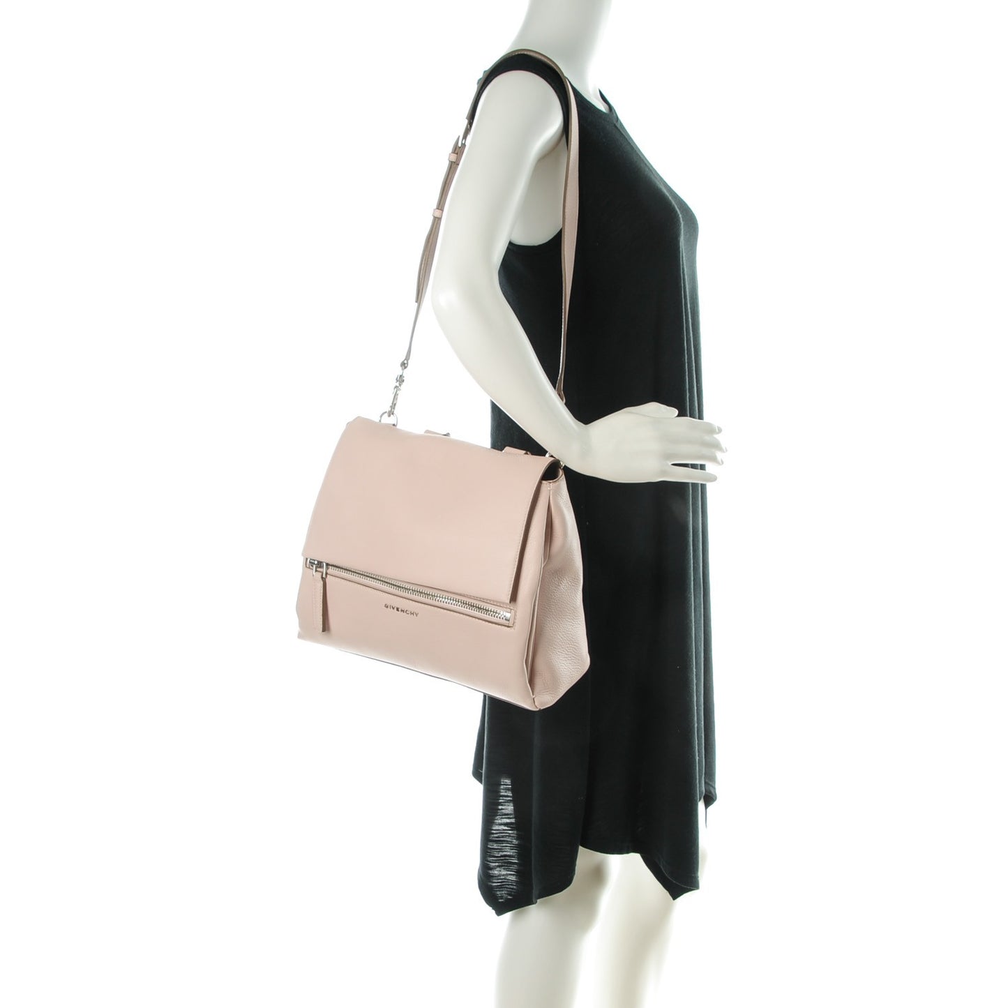 Calfskin Small Pandora Pure Flap Bag Nude Pink