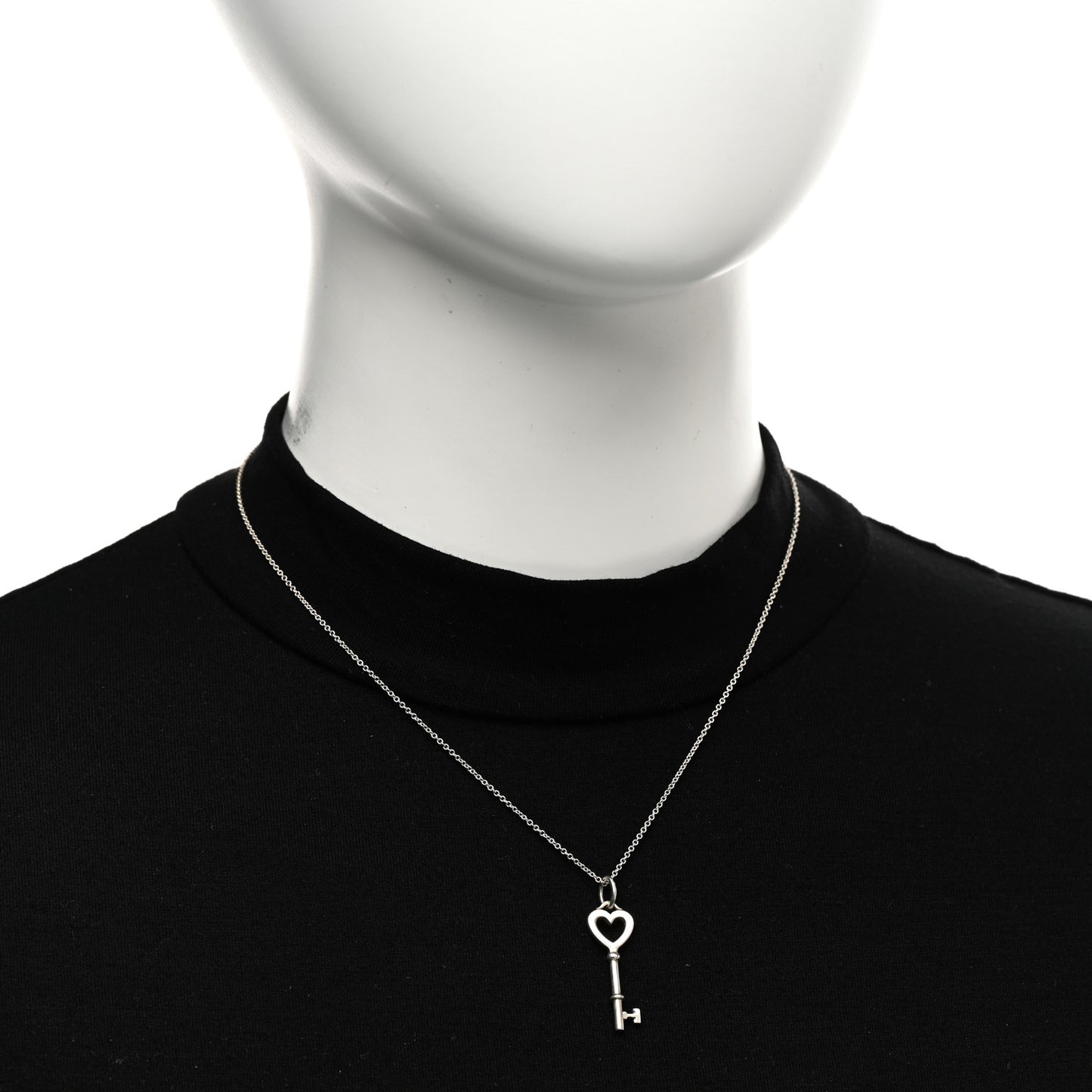 Sterling Silver Small Heart Key Pendant Necklace
