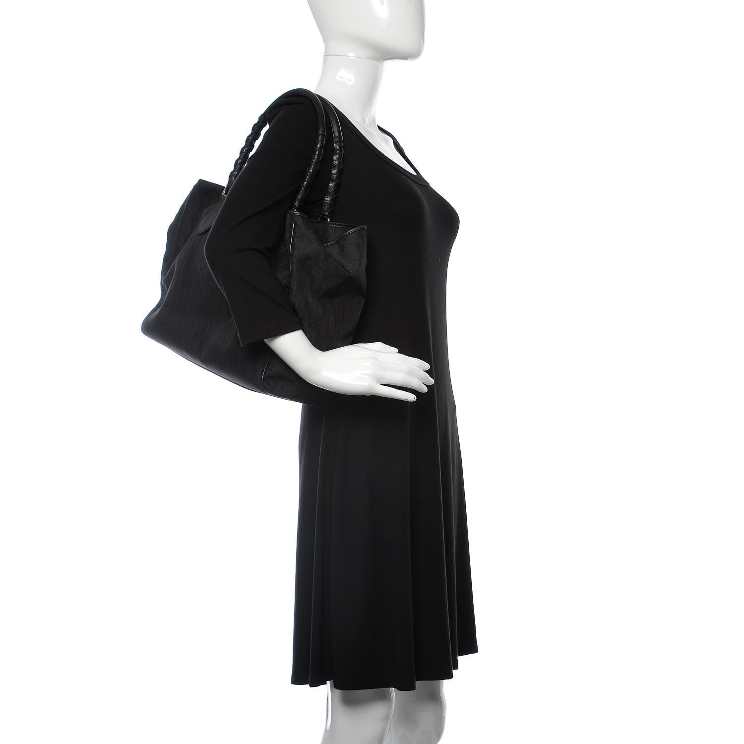 Christian Dior Nylon Monogram Lovely Shopping Tote Black 2 of 11
