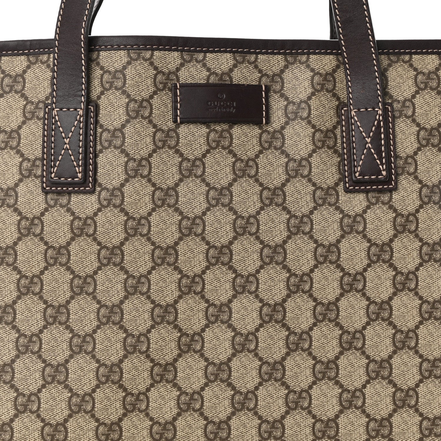 Gucci GG Supreme Monogram Medium Zippered Shopping Tote Dark Brown 8 of 10