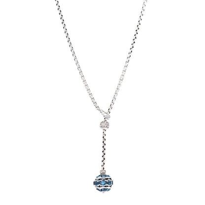 David Yurman Sterling Silver Diamond Blue Topaz Lariat Drop Necklace 1 of 5