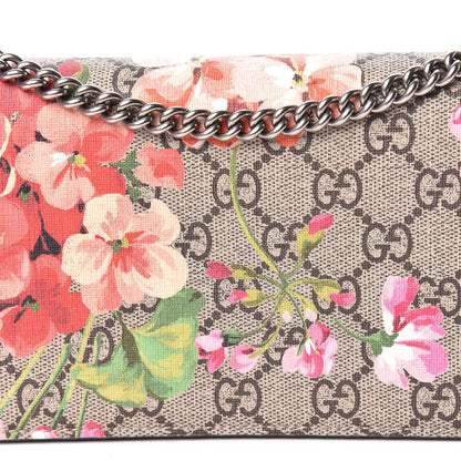 Gucci GG Supreme Monogram Blooms Chain Wallet Beige Multicolor Dry Rose 10 of 11