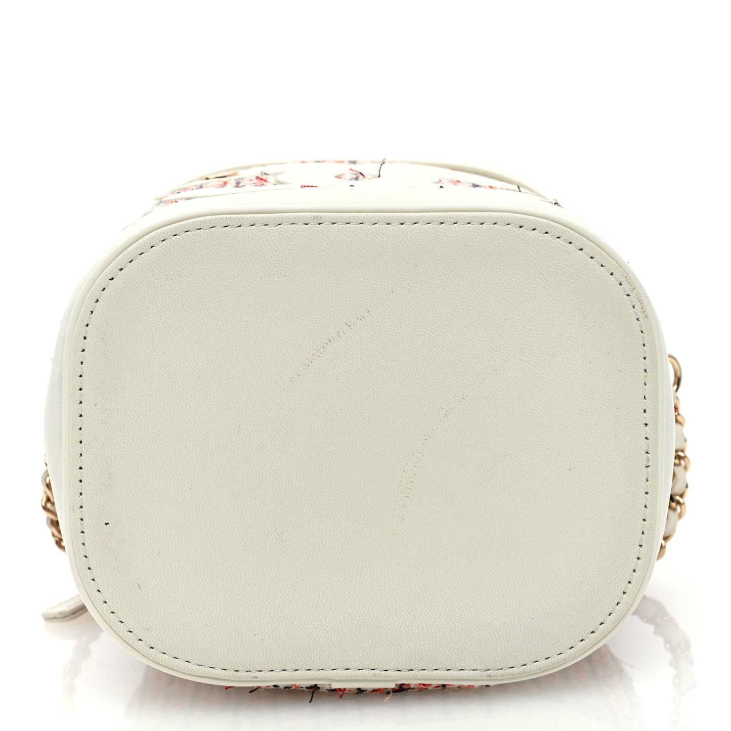 Tweed Lambskin Timeless Vanity Cosmetic Case White