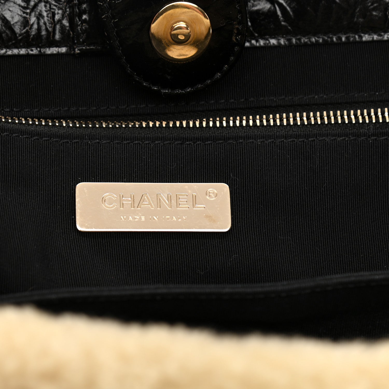 Chanel Shiny Crumpled Sheepskin Shearling CC Mania Tote Bag Black Beige 5 of 11