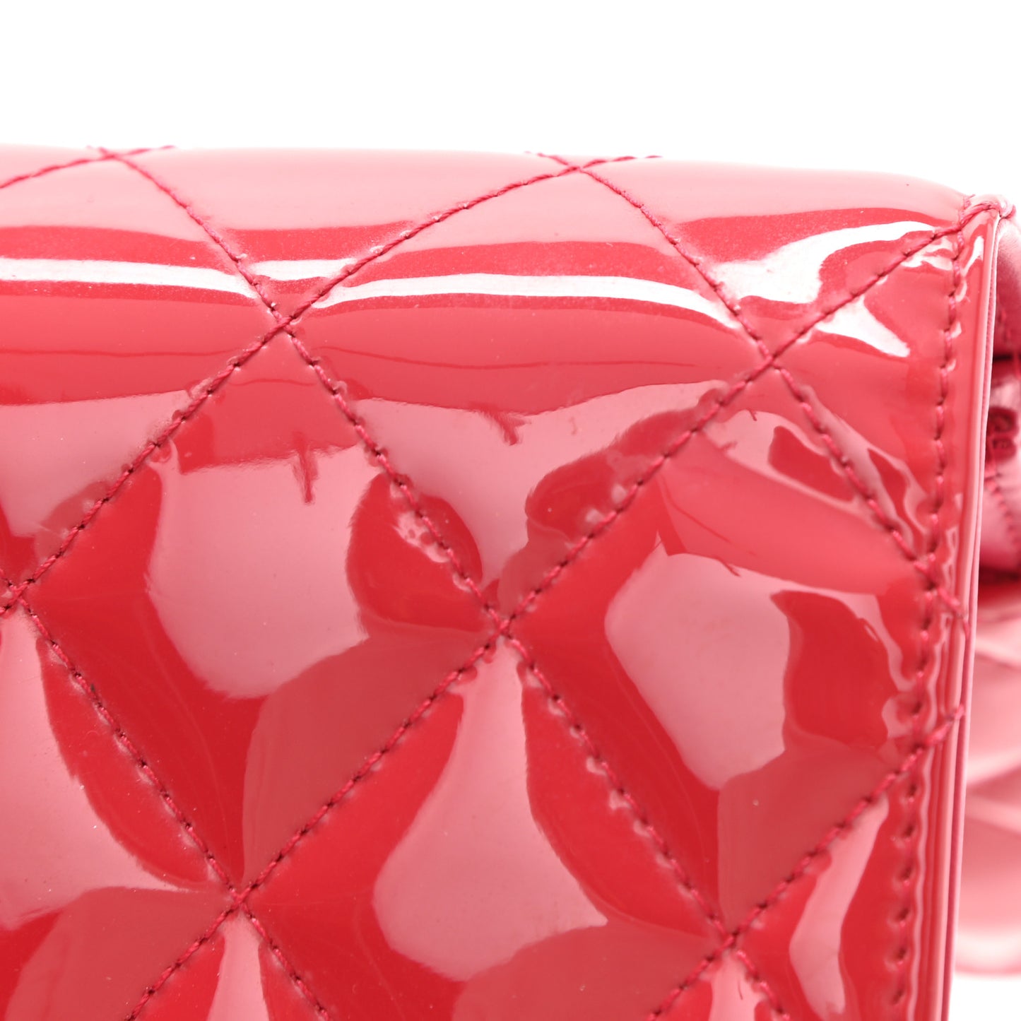Patent Calfskin Quilted Reissue Wallet On Chain WOC Pink