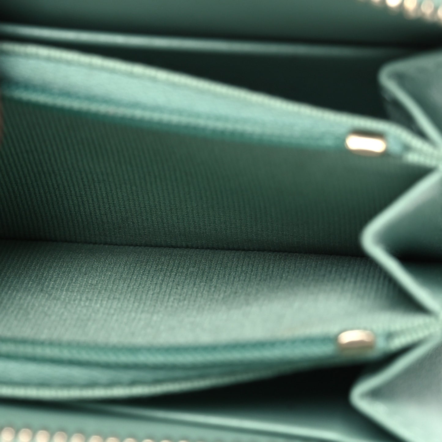 Caviar Quilted Zip Around Coin Purse Wallet Dark Green