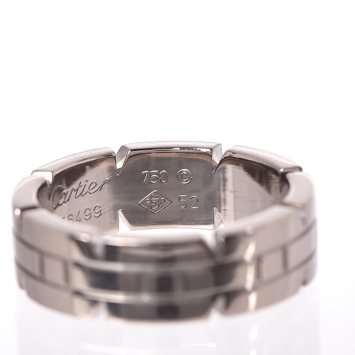 Cartier 18K White Gold Tank Francaise Ring 52 6 3 of 4