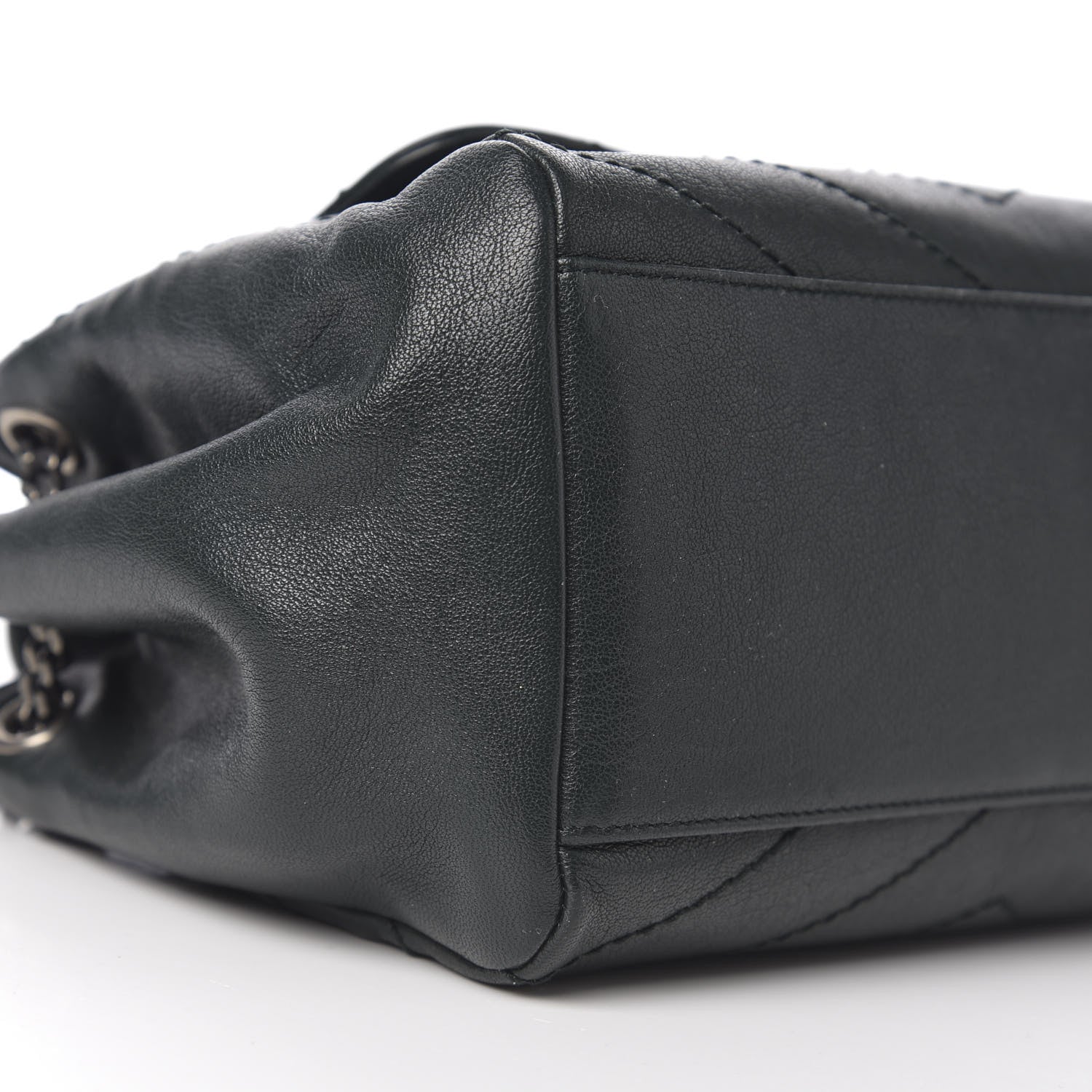 Saint Laurent Vintage Lambskin Chevron Monogram Small Nolita Dark Green 7 of 9
