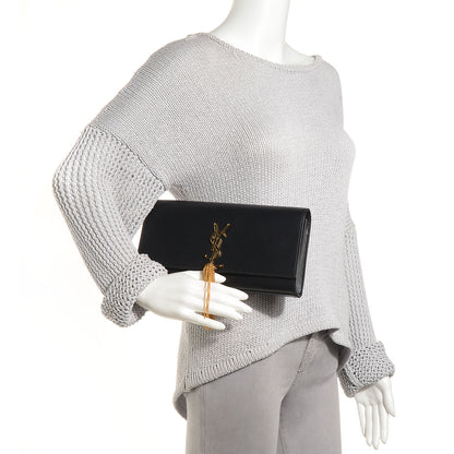 Saint Laurent Calfskin Classic Monogram Tassel Clutch Black 2 of 11