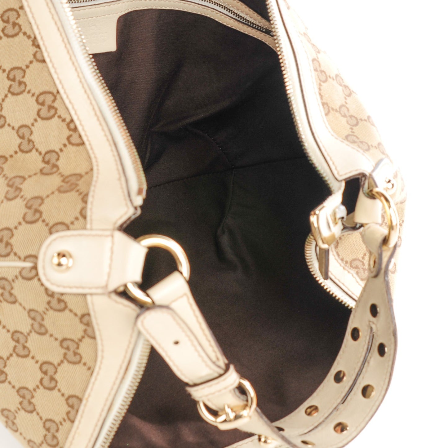 Monogram Large Studded Hobo Off White