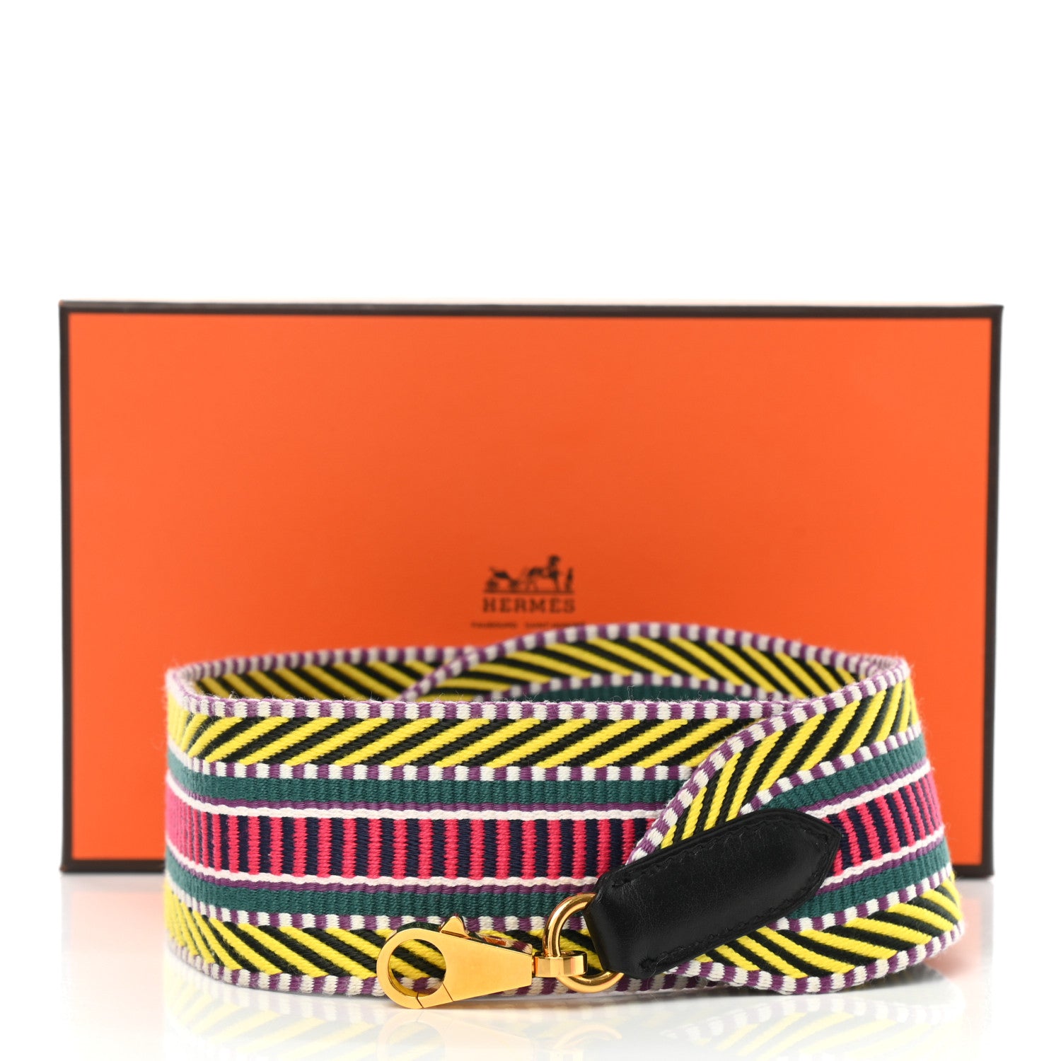 Hermes Toile Swift 50mm Sangle Cavale Shoulder Strap Multicolor Black 11 of 13