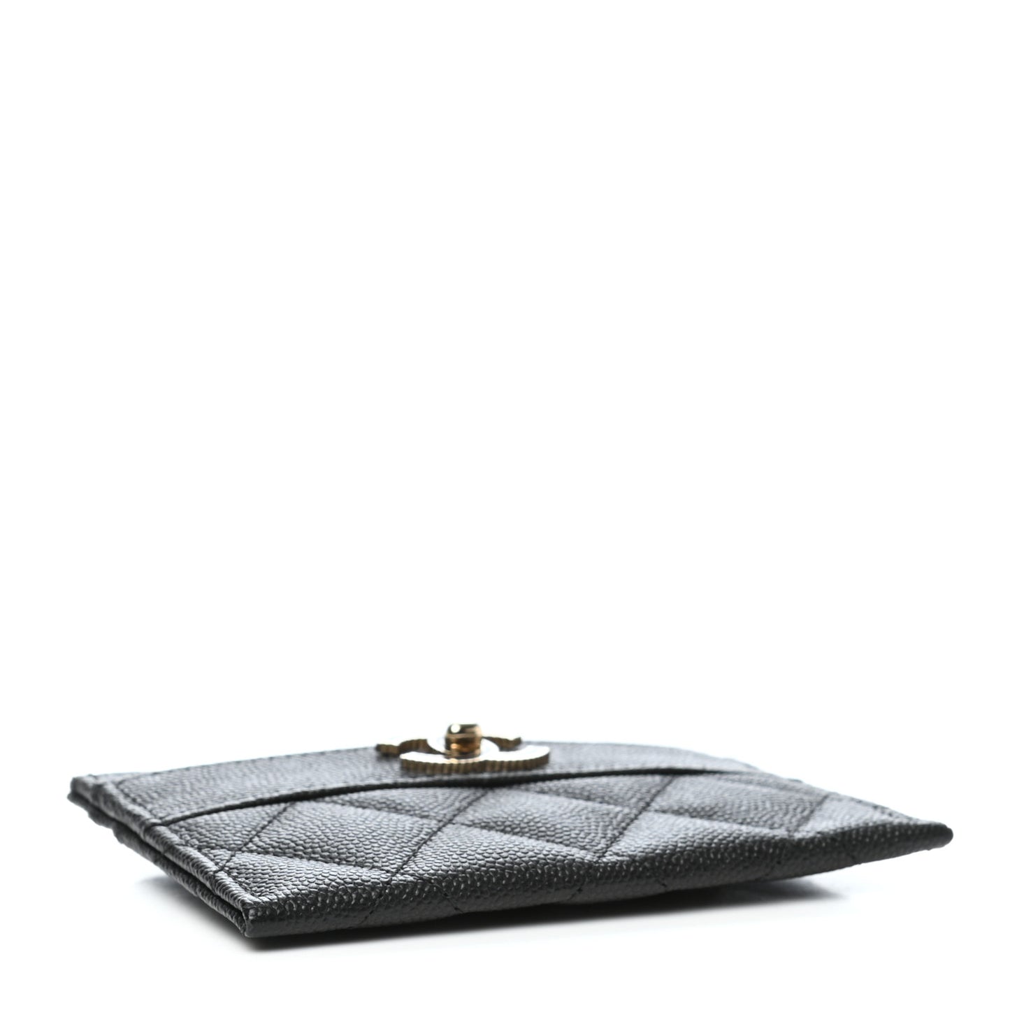 Caviar Quilted Vintage Mademoiselle Card Holder Black