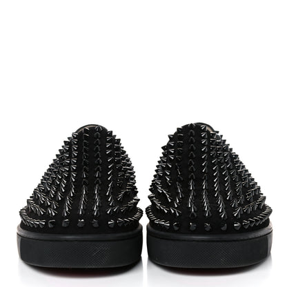 Christian Louboutin Veau Velours Spikes Mens Roller Boat Flat 43.5 Black 2 of 14
