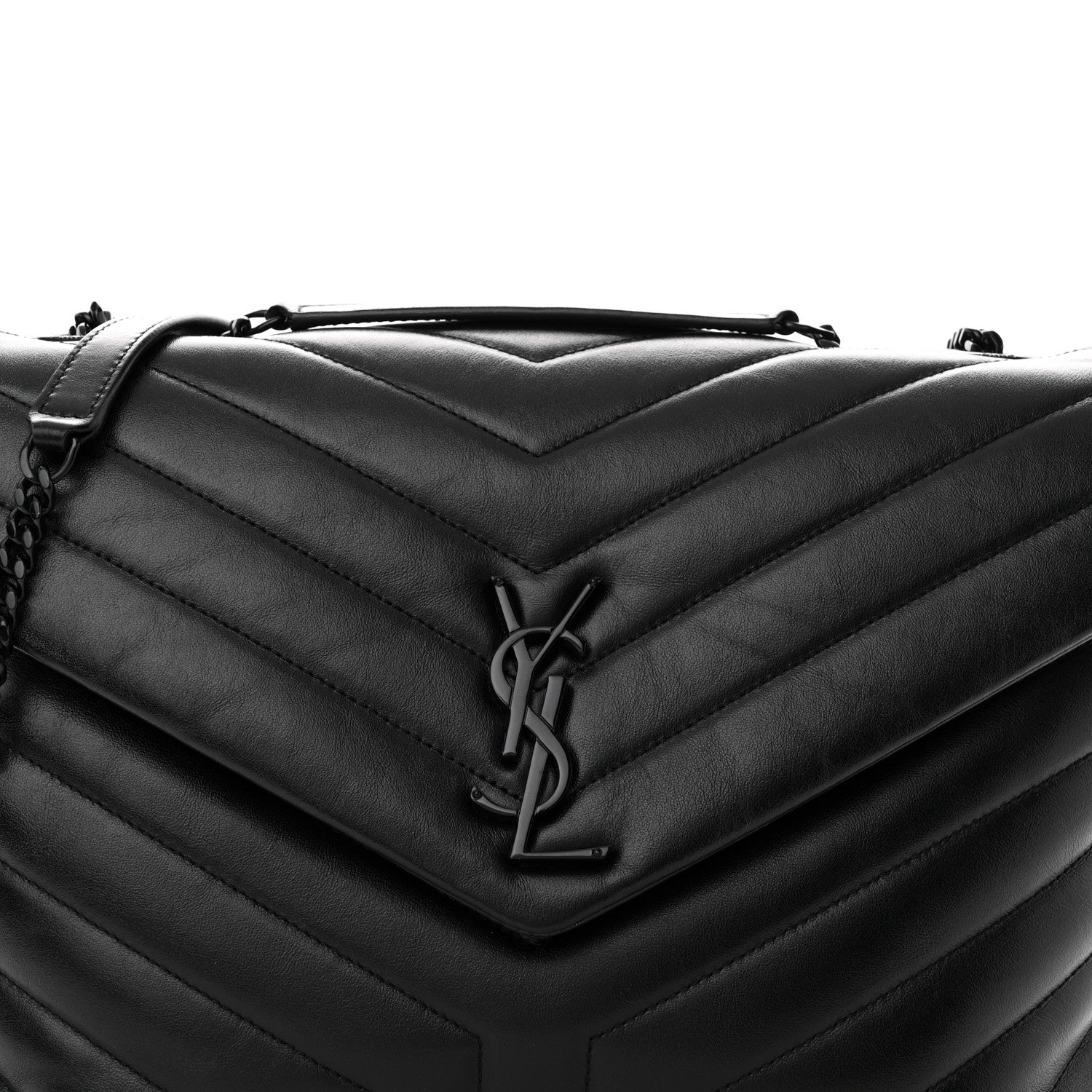 Saint Laurent Calfskin Y Quilted Monogram Monochrome Medium Loulou Chain Satchel Black 8 of 12