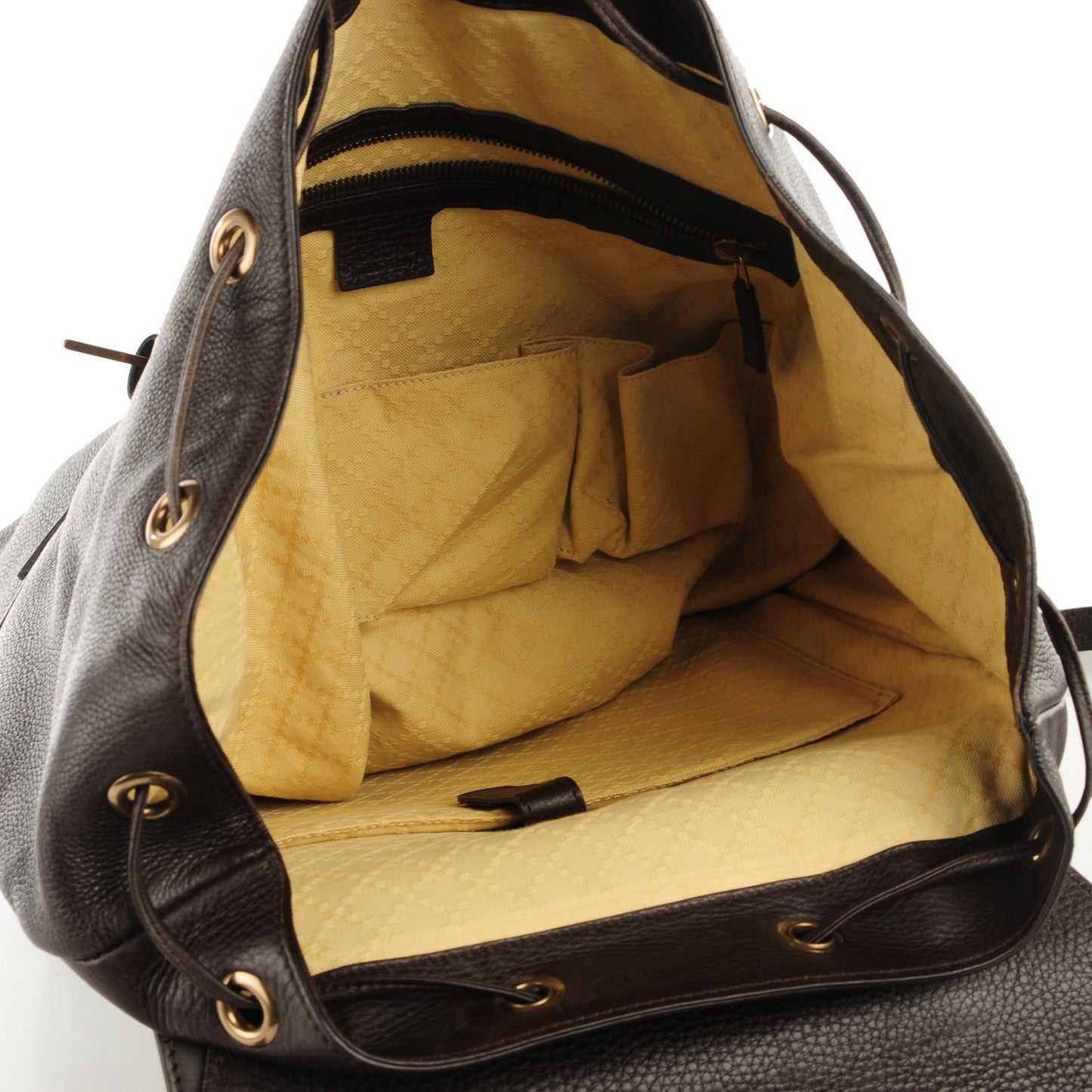 Calfskin Bamboo Medium Backpack Dark Brown