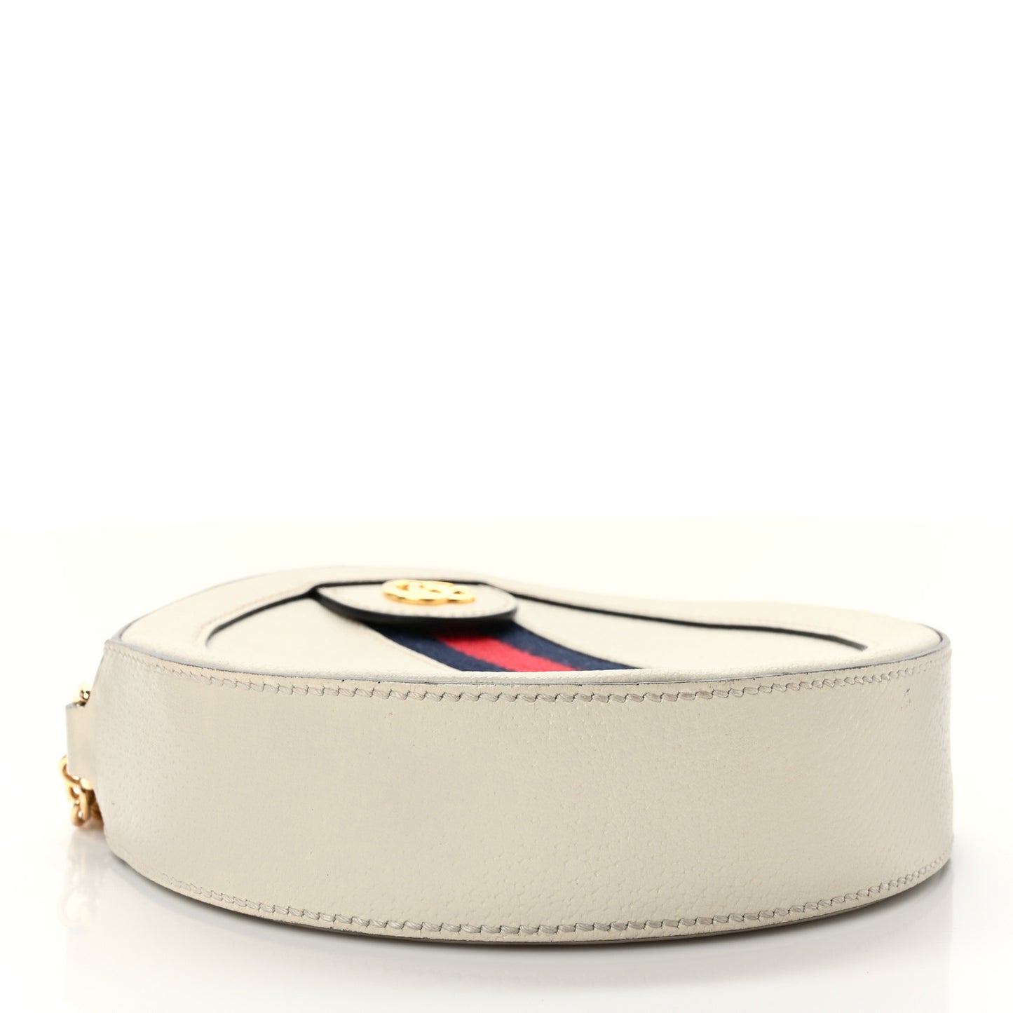 Textured Calfskin Web Mini Ophidia Round Shoulder Bag Mystic White