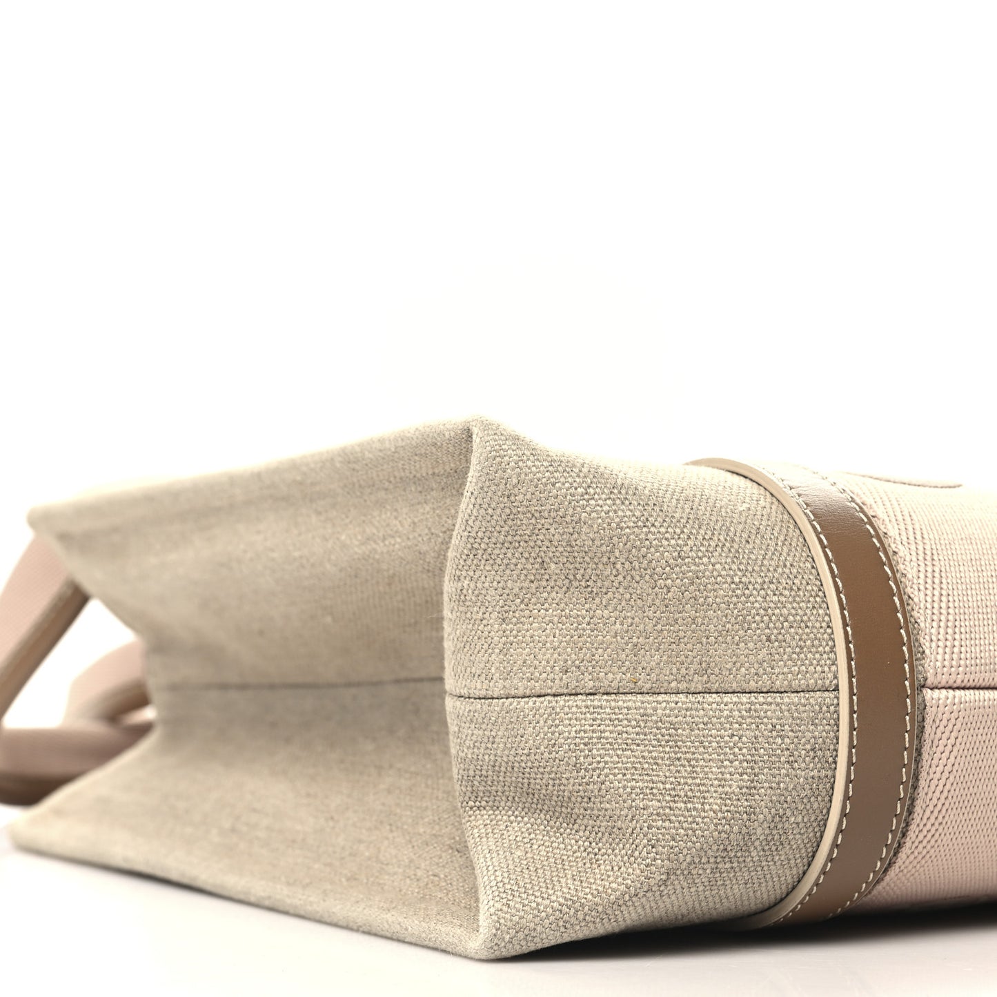 Linen Calfskin Medium Woody Ribbon Tote Blushy Beige