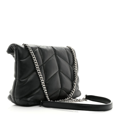 Saint Laurent Lambskin Quilted Toy Loulou Puffer Monogram Chain Satchel Black 3 of 11
