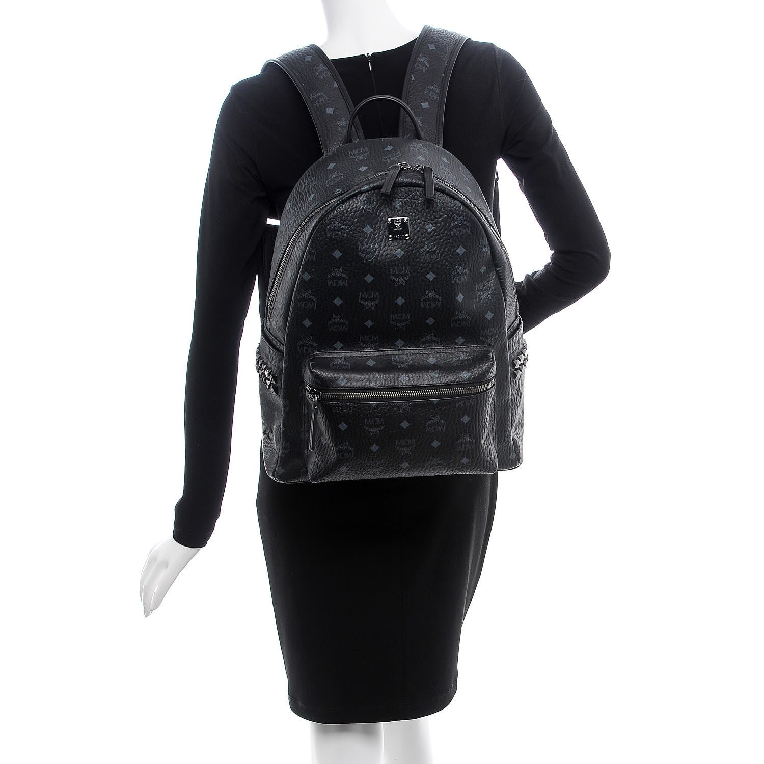 MCM Visetos Medium Side Studs Stark Backpack Black 2 of 10