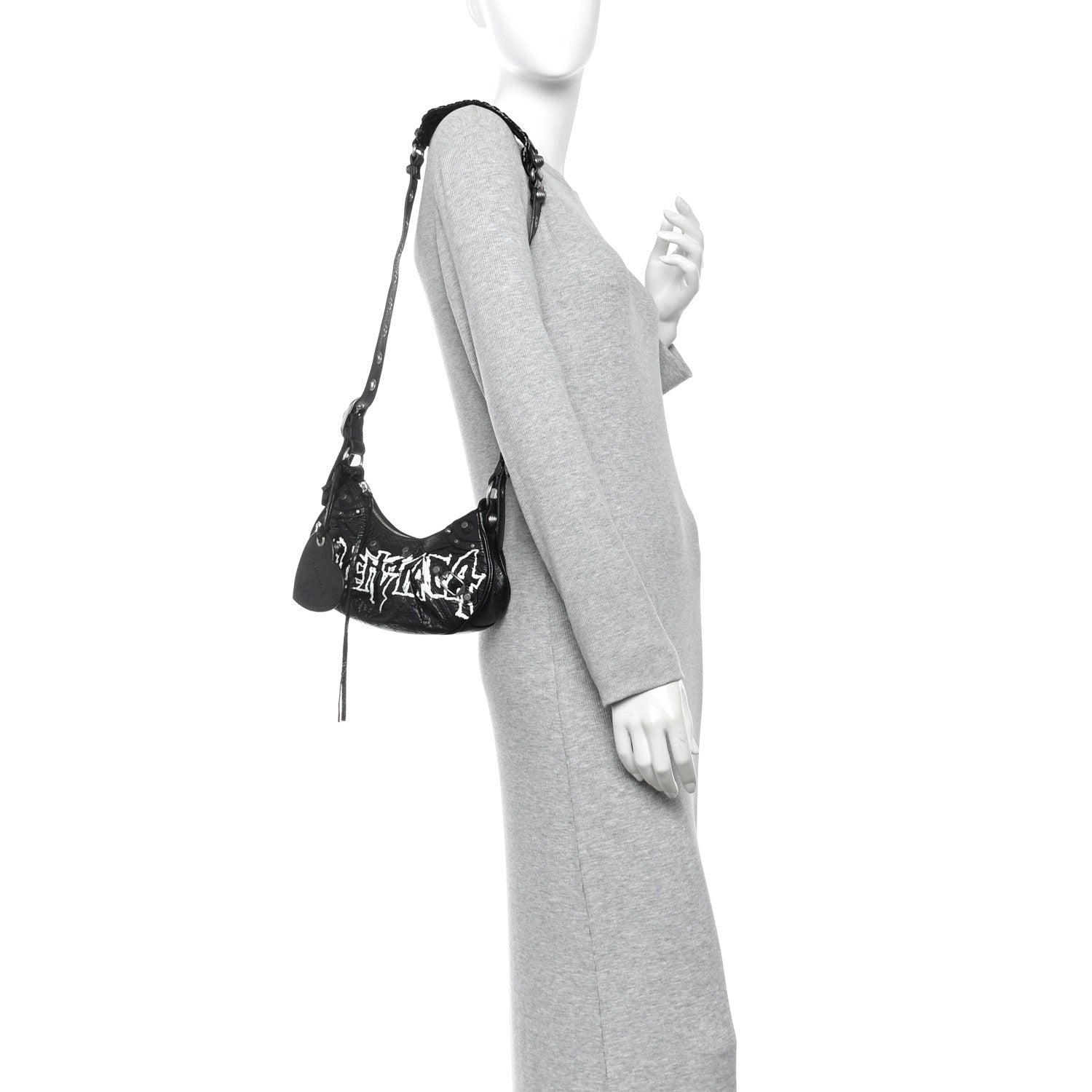 Balenciaga Agneau Arena Lunar New Year Graffiti Logo Le Cagole Shoulder Bag XS Black 2 of 11