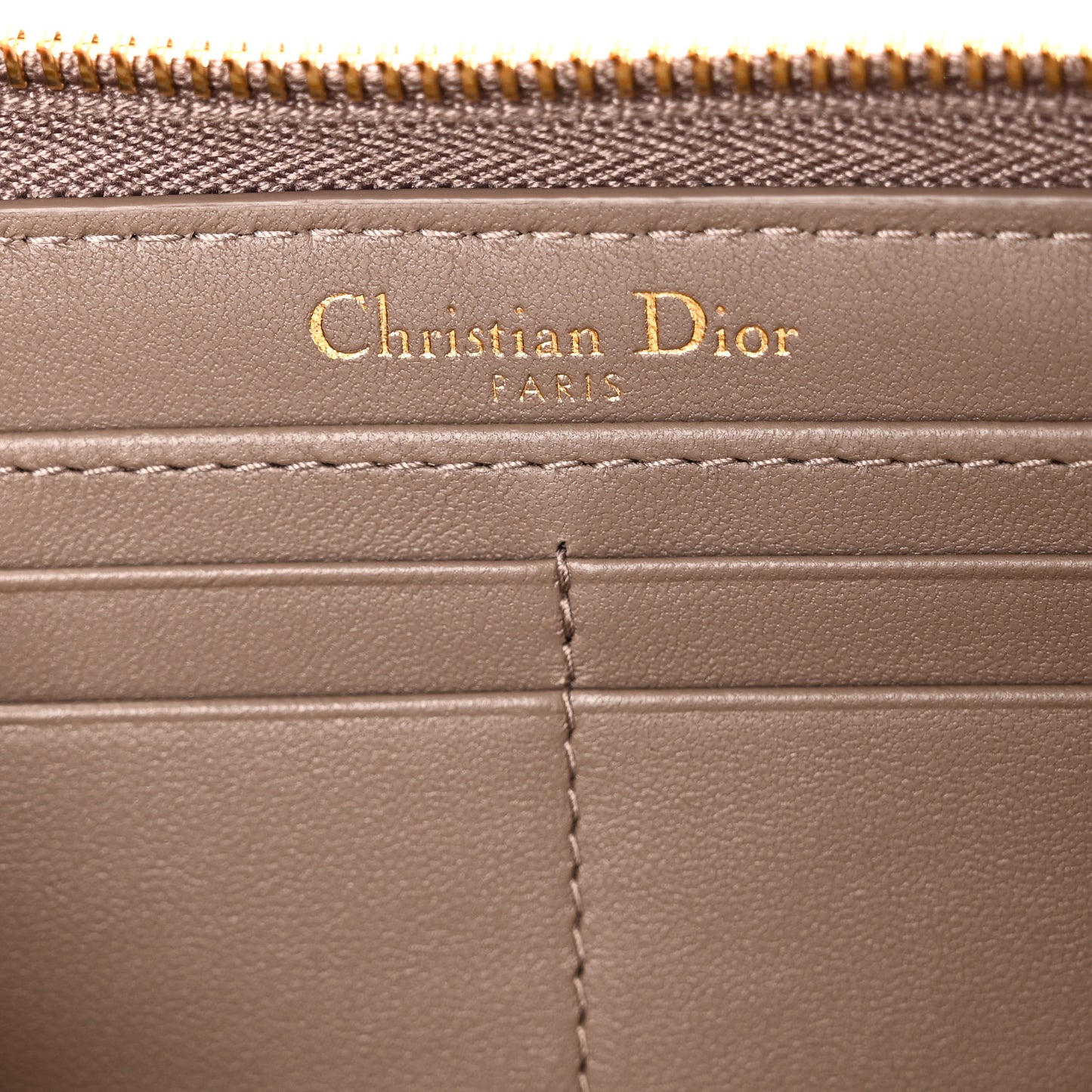 Grained Calfskin Supple Cannage Caro Zip Wallet Taupe