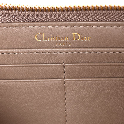 Christian Dior Grained Calfskin Supple Cannage Caro Zip Wallet Taupe 6 of 7