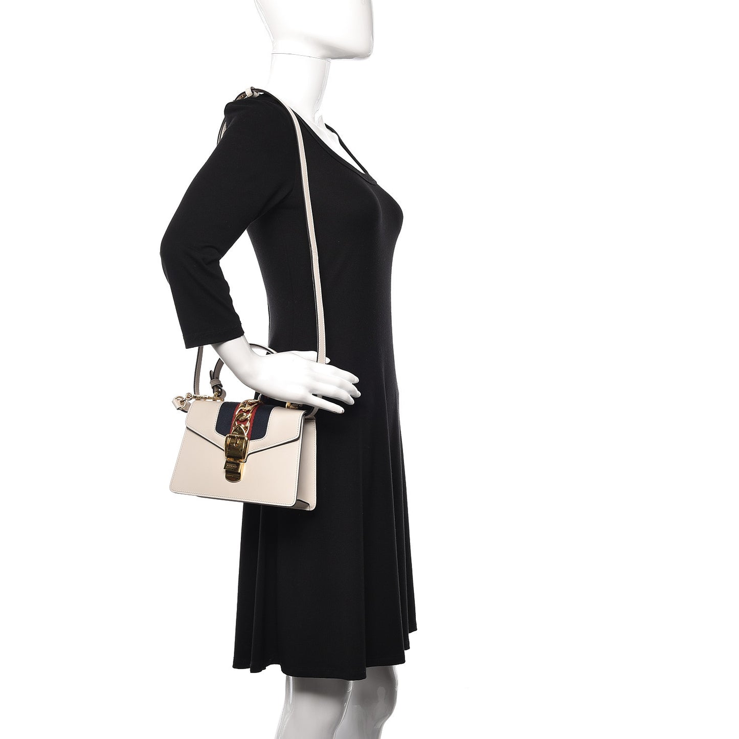 Calfskin Mini Sylvie Top Handle Bag White