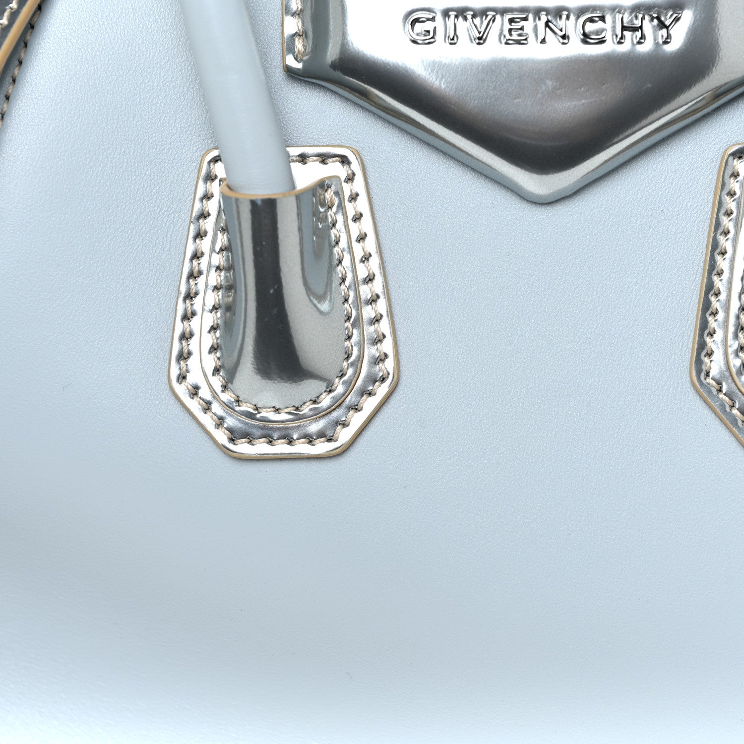 Givenchy Metallic Calfskin Mini Antigona Blue Silver 6 of 11